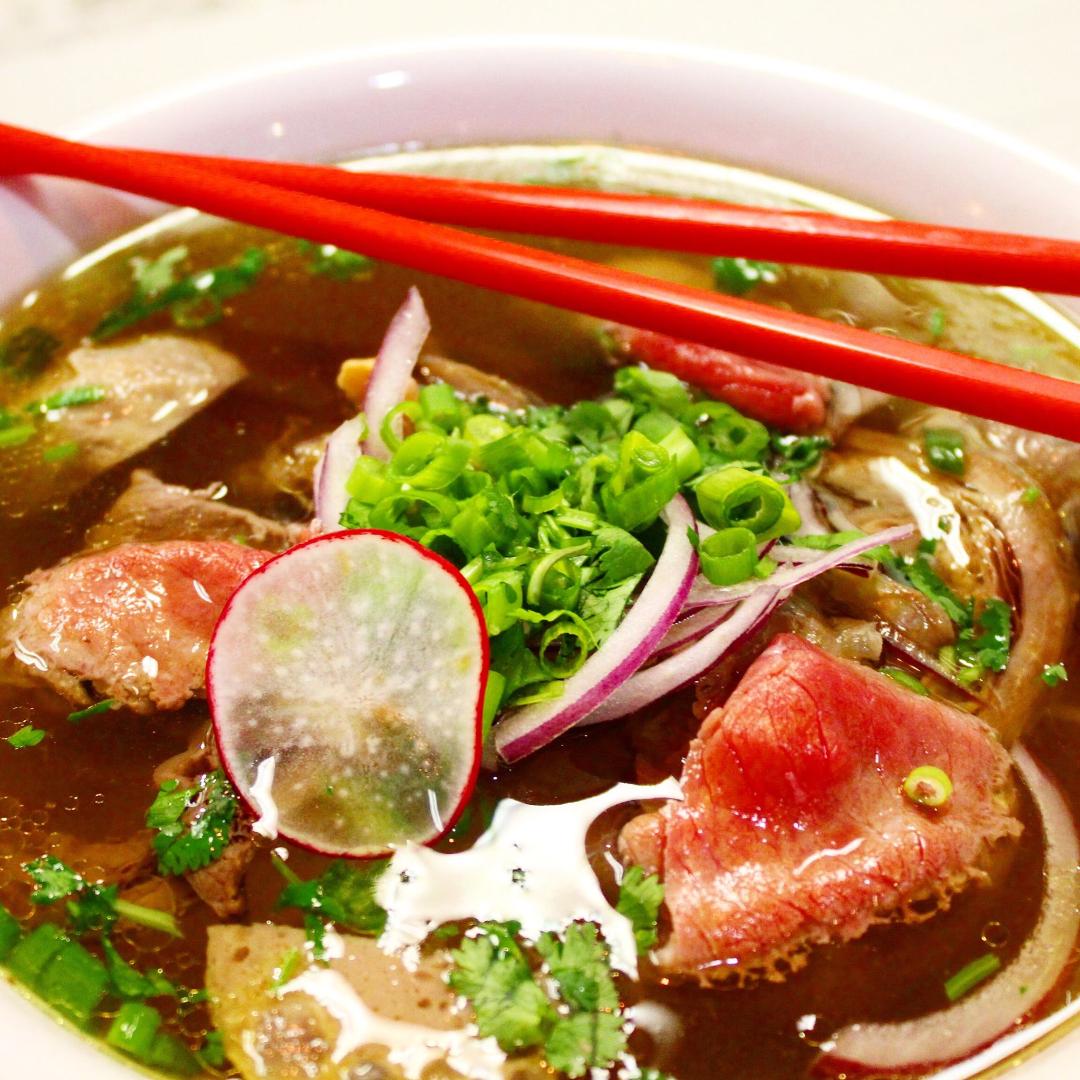 10. Pho with Rare Eyeround Steak Pho Hoang Restaurant